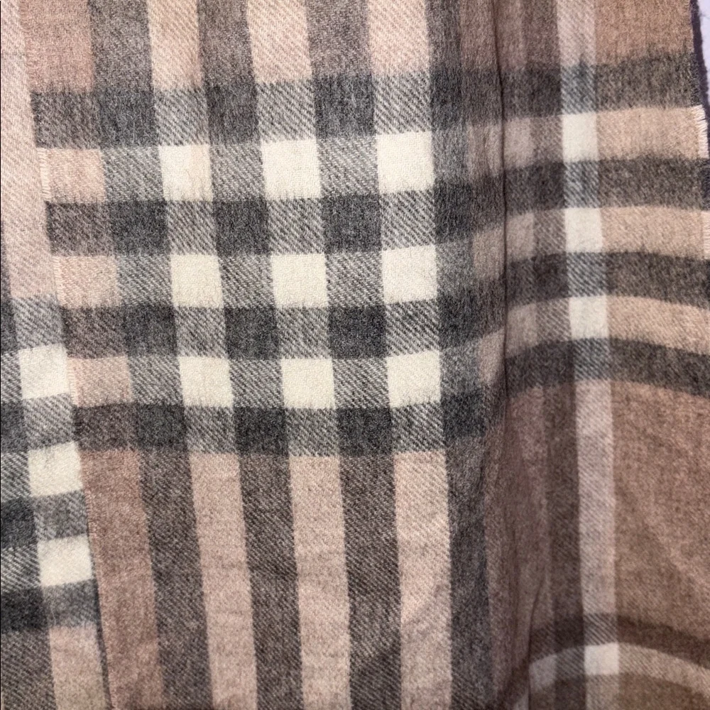 The Royal Mile Scarf Bar Neutral Plaid Lambswool Cashmere Blend Scarf Scotland